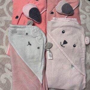 Adorable Pink and Gray Animal Hooded Towels